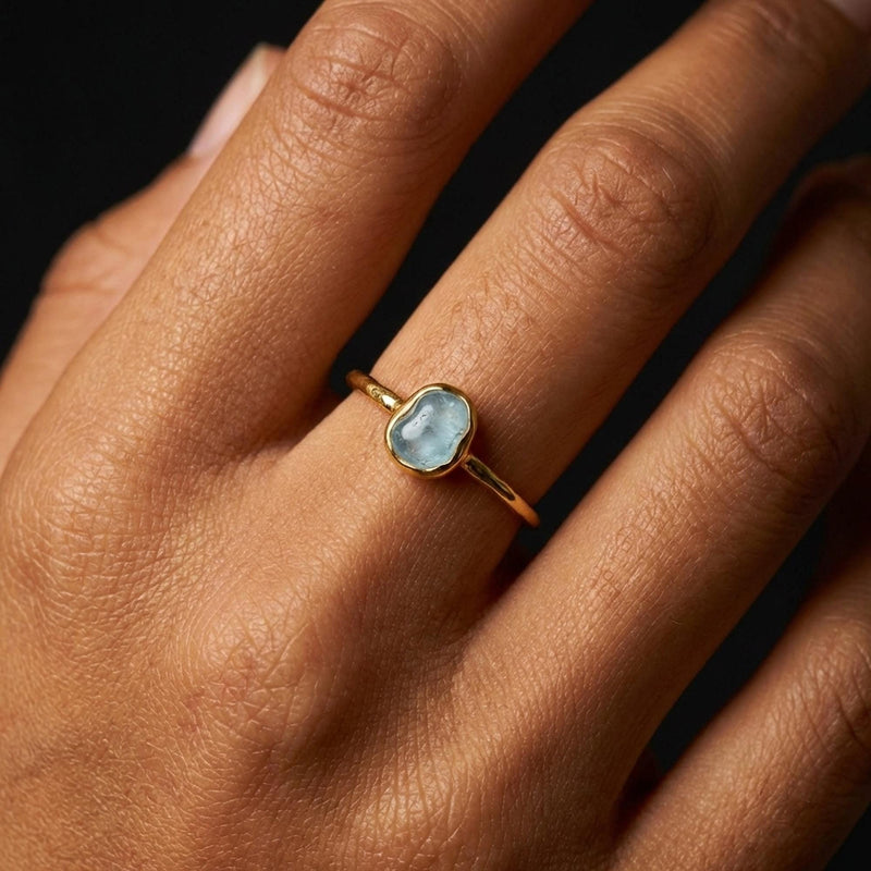 Dainty Raw Aquamarine Ring in Silver, view 12 of 12