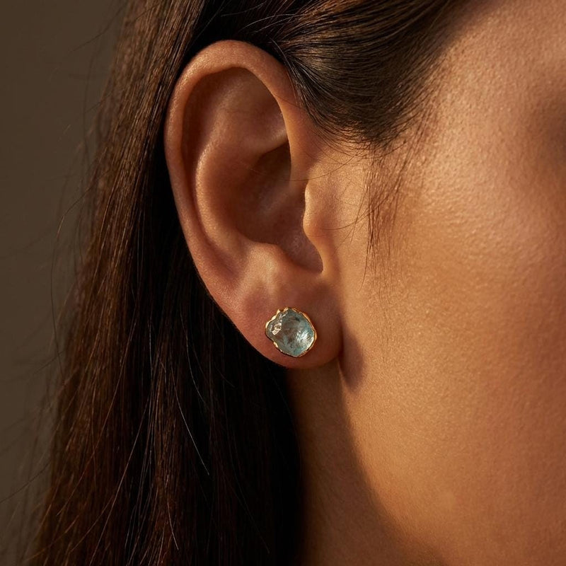 Raw Aquamarine Stud Earrings, view 13 of 13