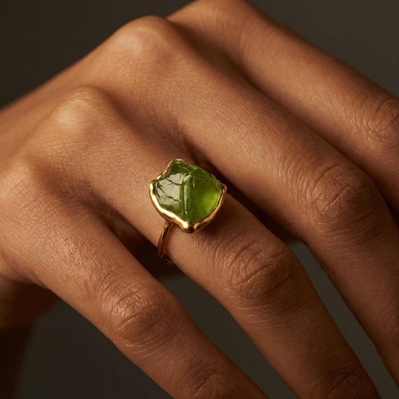 Statement Raw Peridot Ring in yellow gold, view 13 of 13