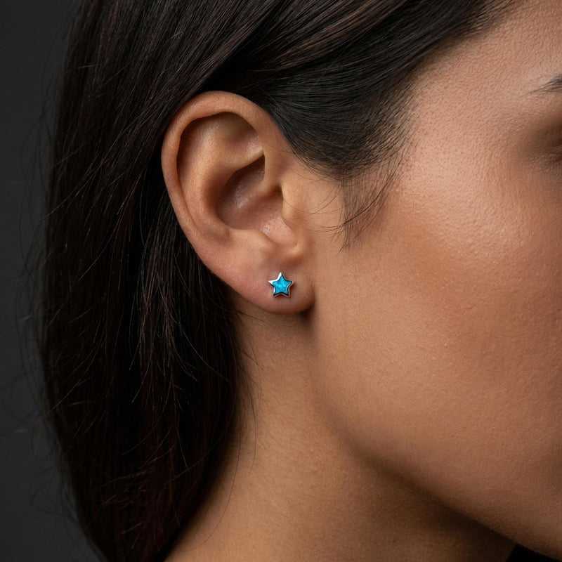 Dainty Star Kyocera Opal Stud Earrings, view 13 of 15
