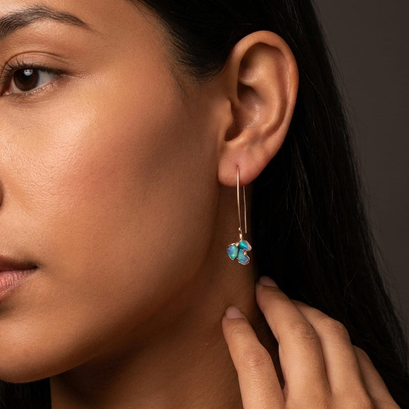 Edgy Raw Opal Dangle Earrings, view 13 of 14