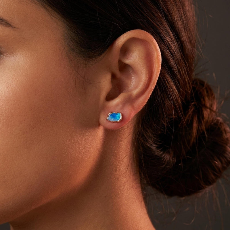 Large Raw Australian Opal Stud Earrings, view 13 of 15