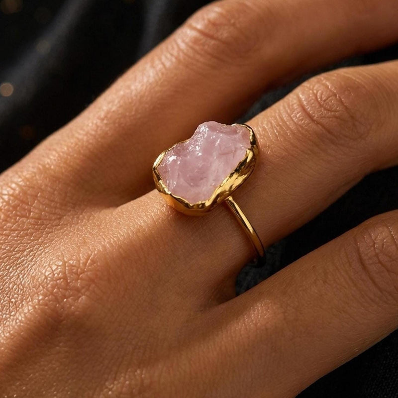 Rough Rose Quartz Ring in gold-filled, view 13 of 13