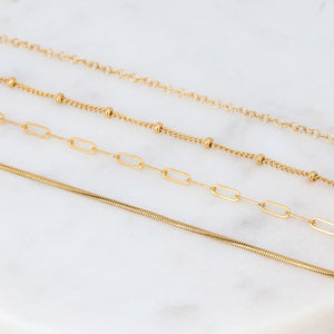 14k Layering Chains Gold Filled Necklace Paperclip Cable