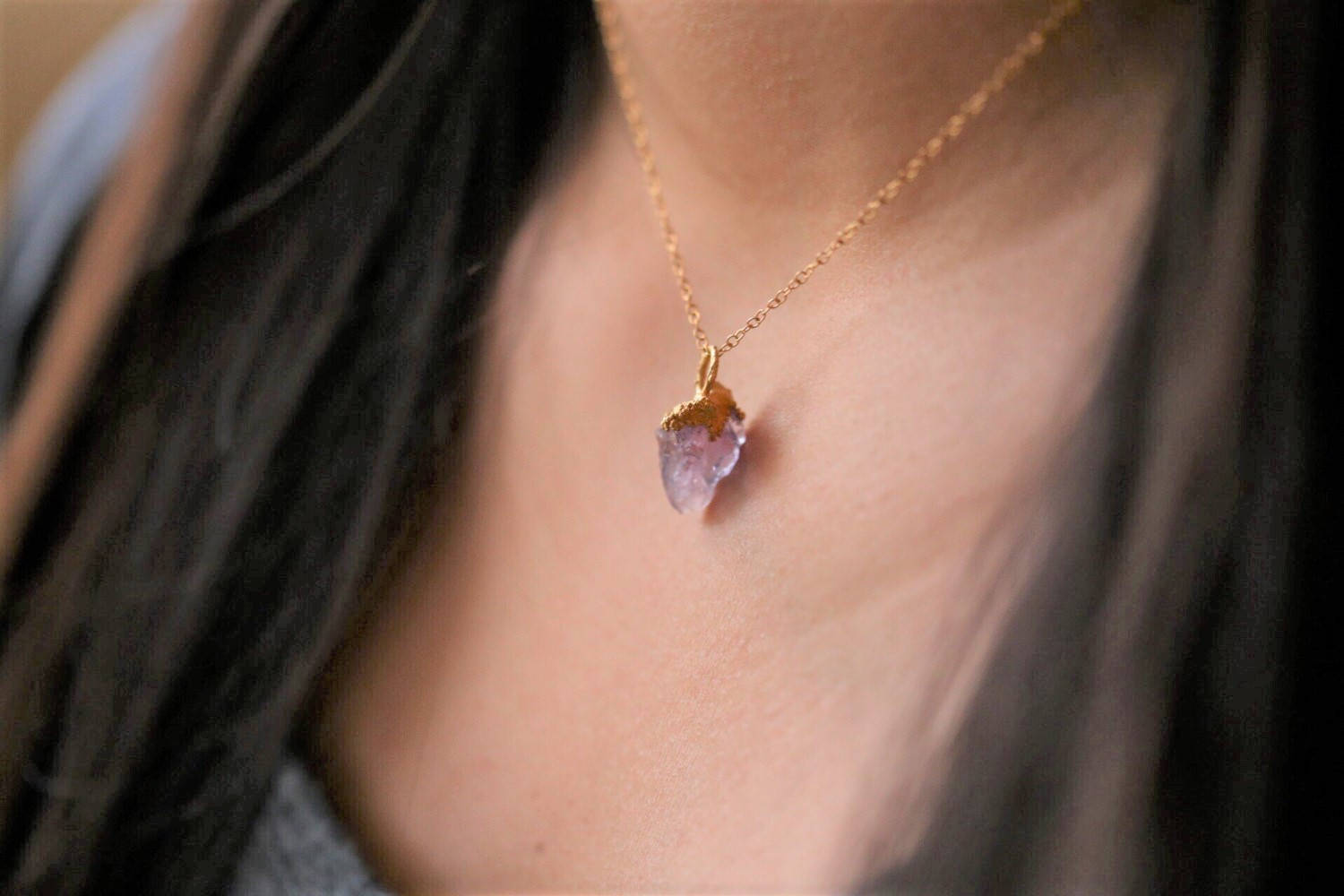 Large Raw Citrine Necklace • Gold Filled • November Birthstone • Halloween Style • Witchy Fall Crystal Necklace • Handmade Jewelry • 24k Dip