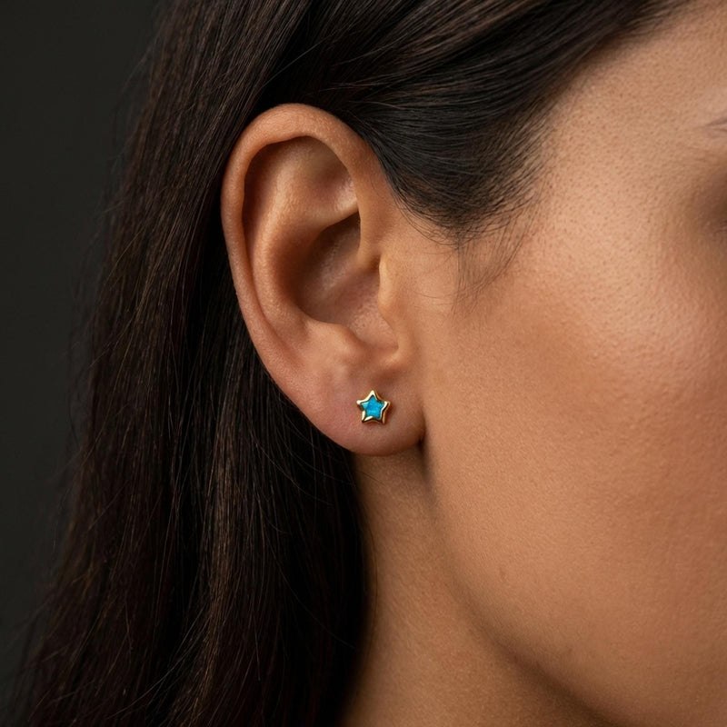 Dainty Star Kyocera Opal Stud Earrings, view 15 of 15