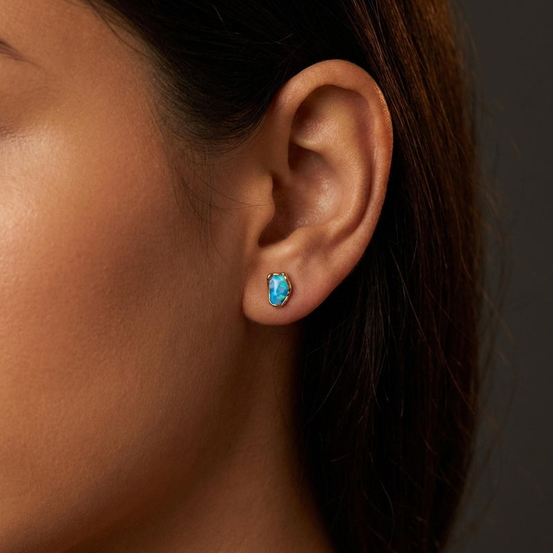 Large Raw Australian Opal Stud Earrings, view 15 of 15