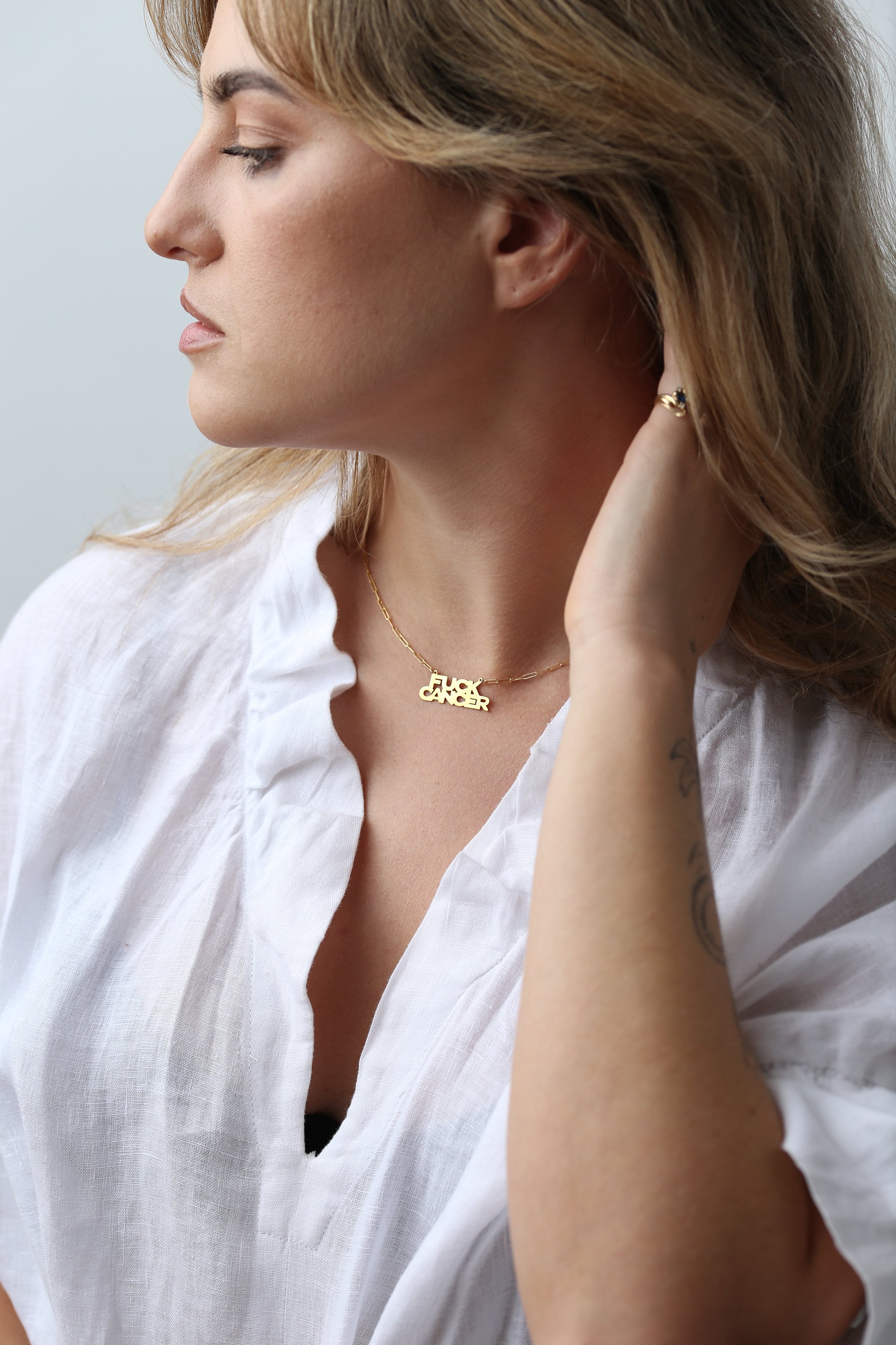 F* Cancer Necklace · Breast Cancer Awareness · New Beginnings Gift for Her · 100% of purchase goes towards Amy's Recovery • Handmade