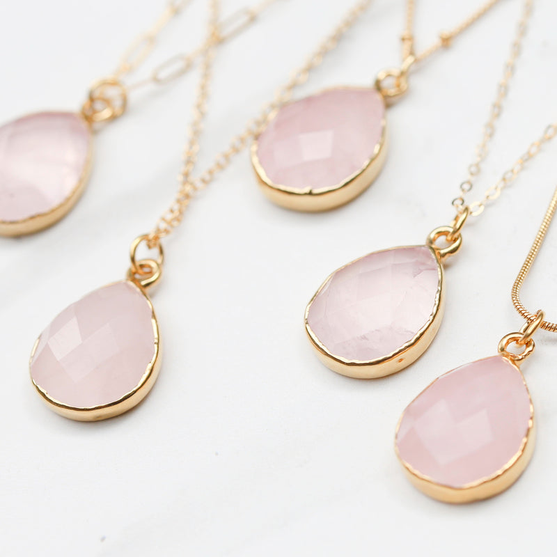 Chunky Rose Quartz Necklace, view 2 of 8