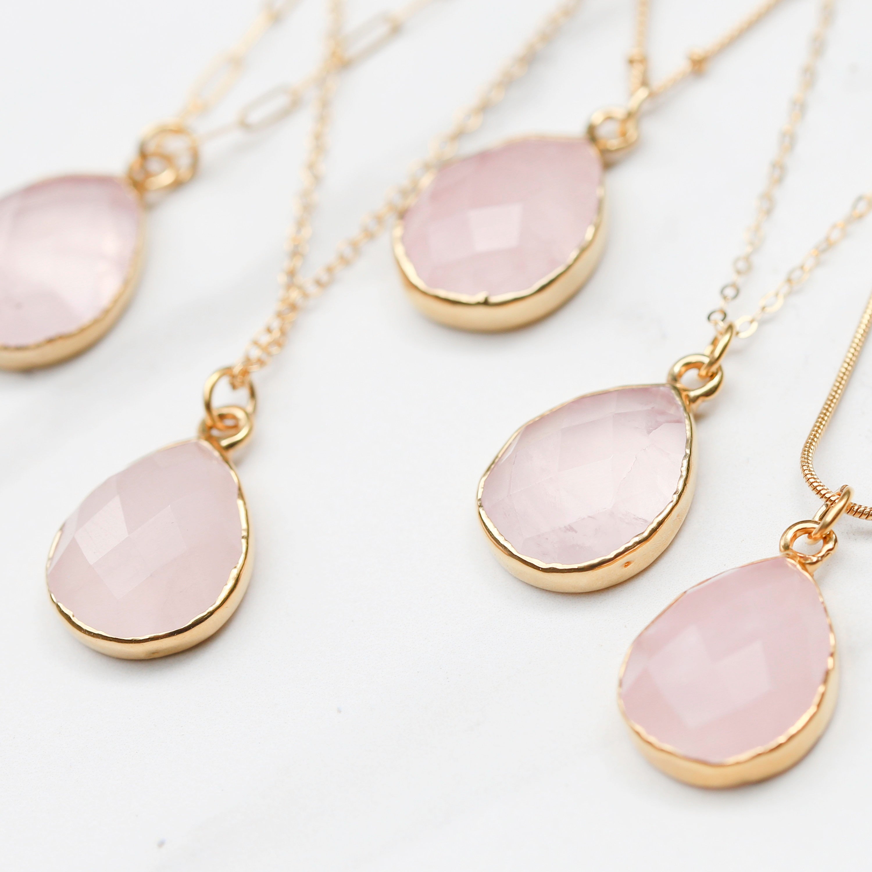 Chunky Rose Quartz Necklace, view 2 of 8