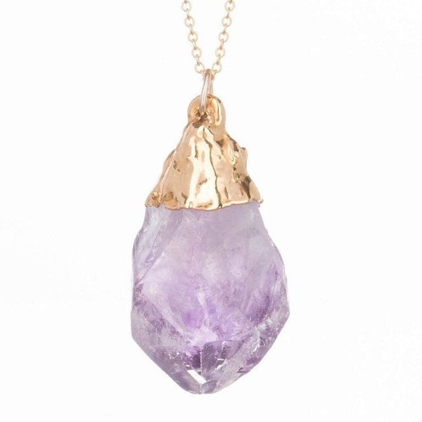 Large Raw Amethyst Necklace in gold-filled