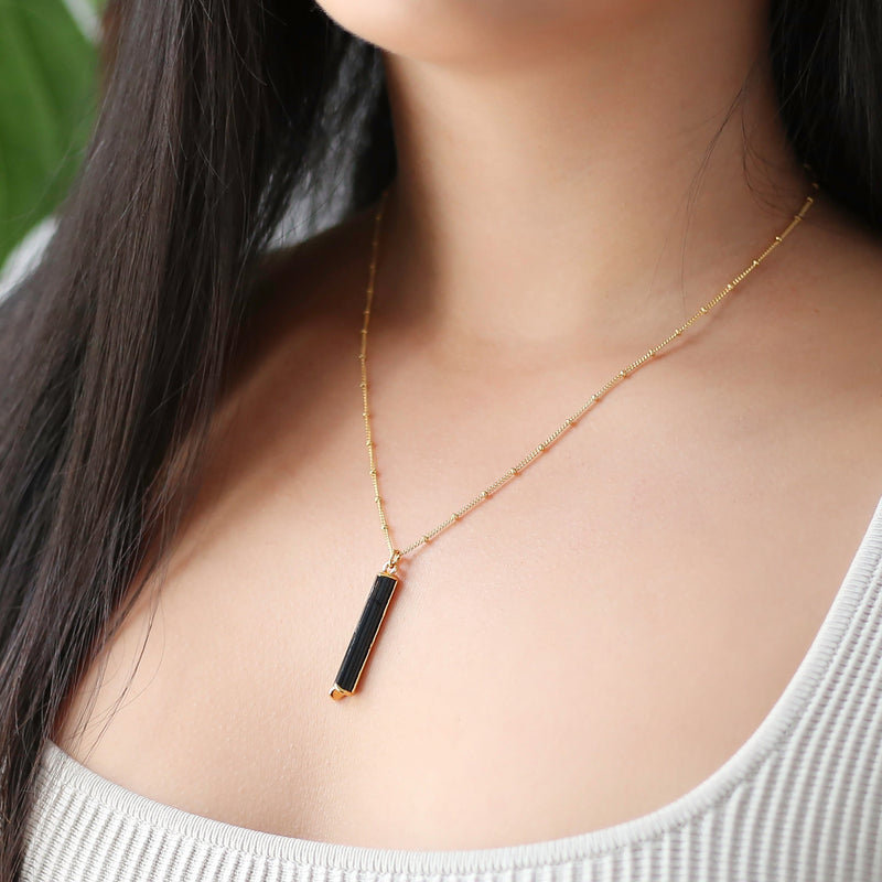 Raw Black Tourmaline Necklace, view 2 of 8
