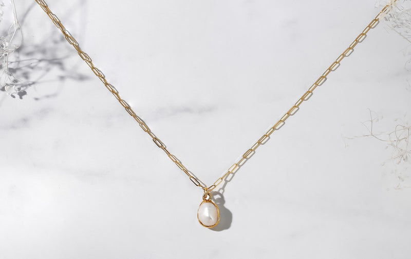 Pearl Choker Necklace in 24k gold dip, view 4 of 9