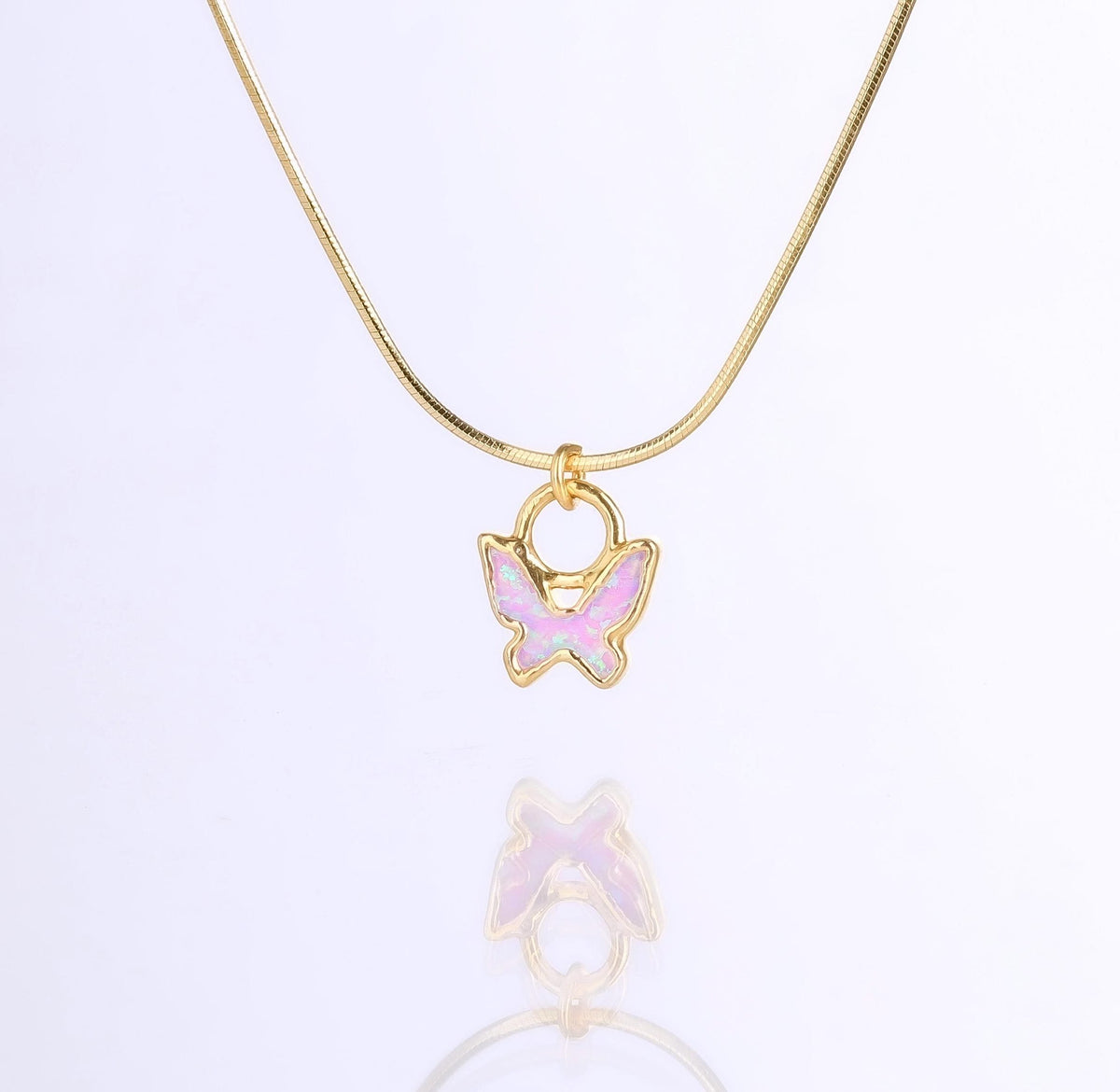Butterfly Opal Necklace in 24k gold dip