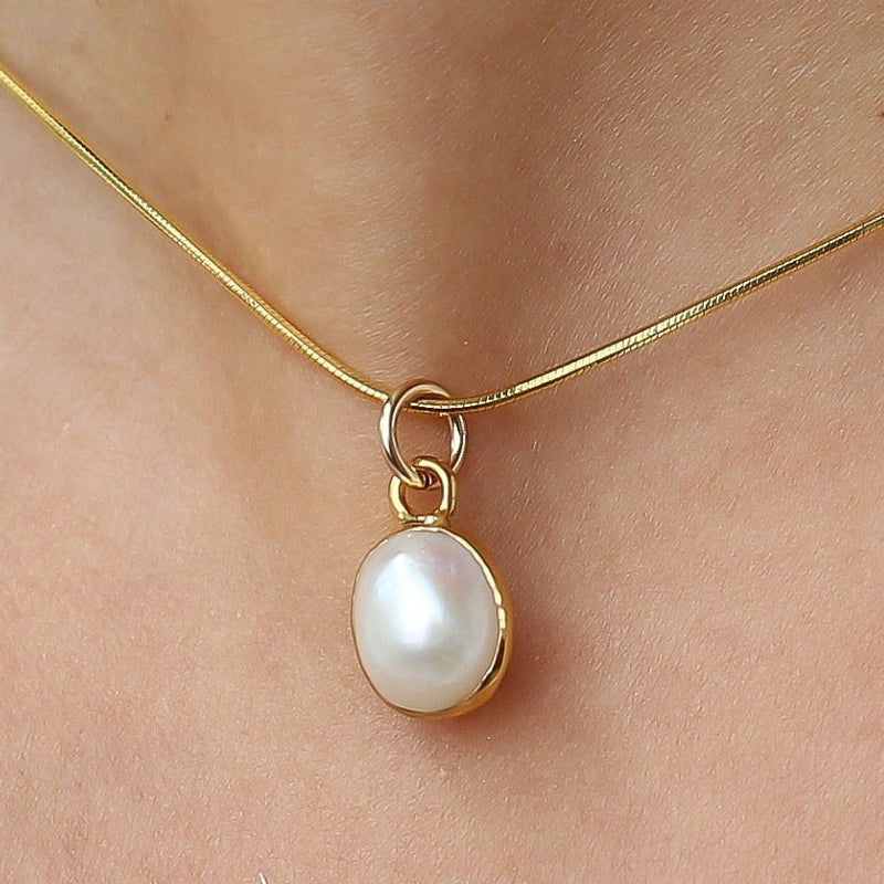 Pearl Choker Necklace in 24k gold dip, view 2 of 9