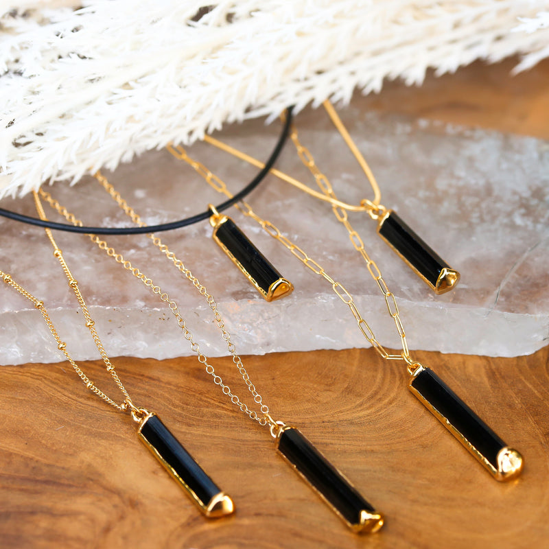 Raw Black Tourmaline Necklace, view 3 of 8