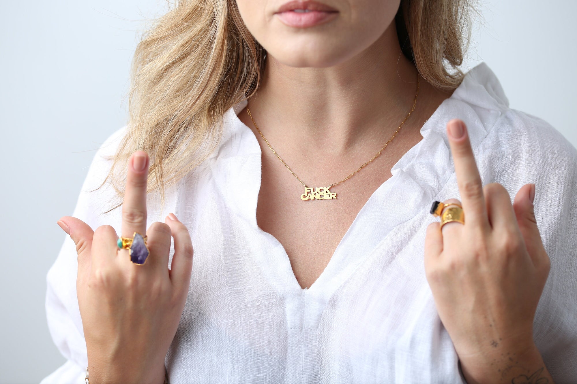 F* Cancer Necklace · Breast Cancer Awareness · New Beginnings Gift for Her · 100% of purchase goes towards Amy's Recovery • Handmade