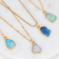Gold Fire Opal Necklace • Ringcrush • Raw Australian Opal Pendant • October Birthstone