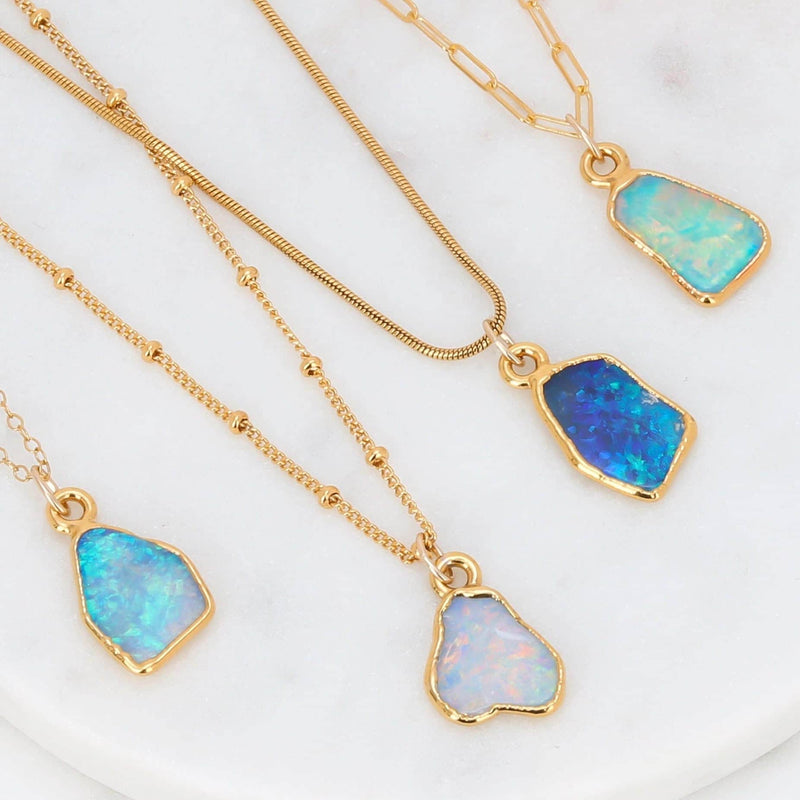 Raw Gold Fire Opal Necklace