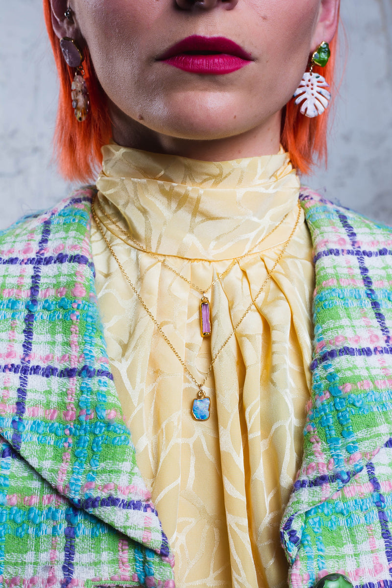 Raw Gold Fire Opal Necklace, view 11 of 12