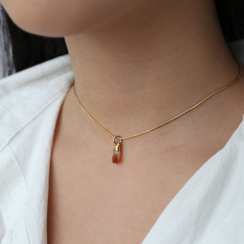 Raw Citrine Choker in 24k gold-filled, view 2 of 6