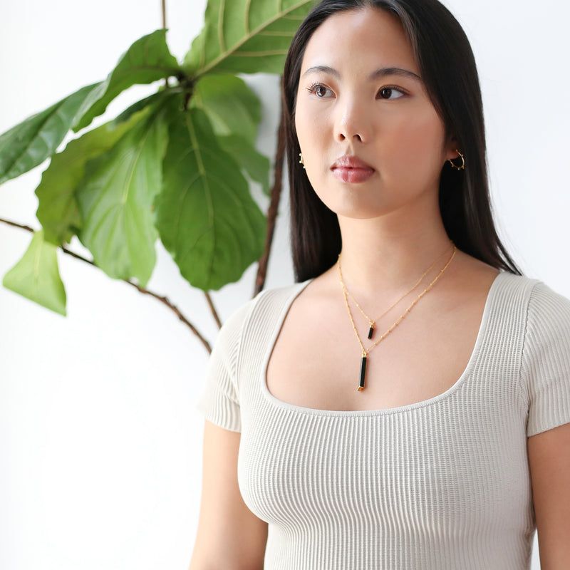 Raw Black Tourmaline Necklace, view 5 of 8