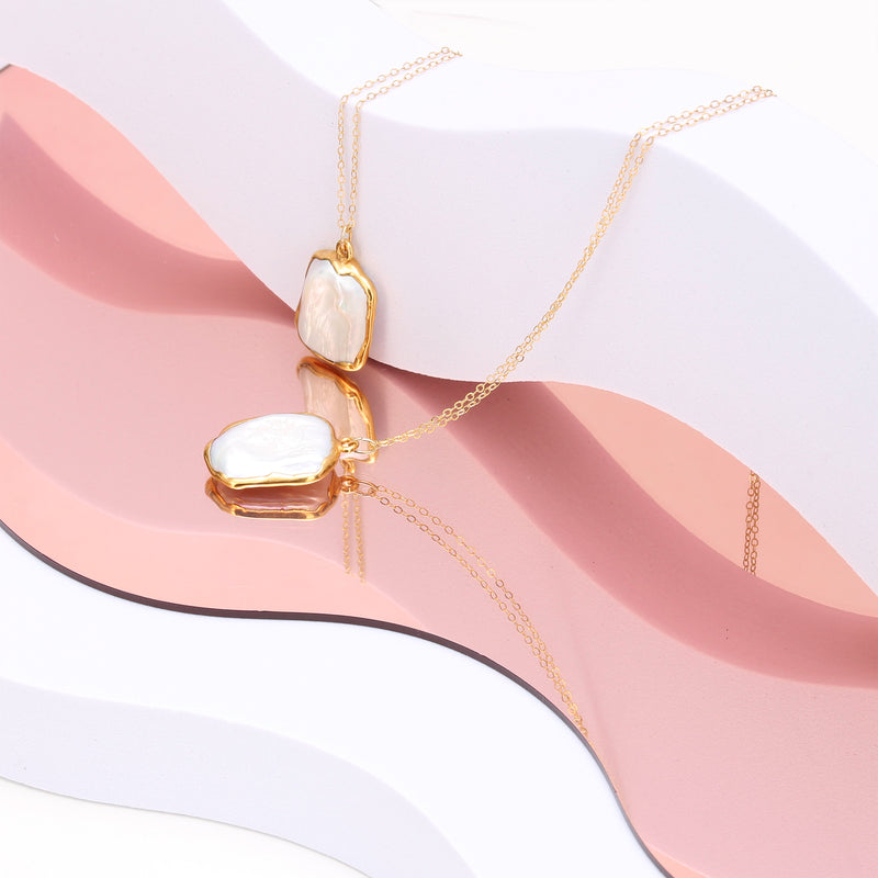 Baroque Pearl Drop Necklace, view 5 of 9