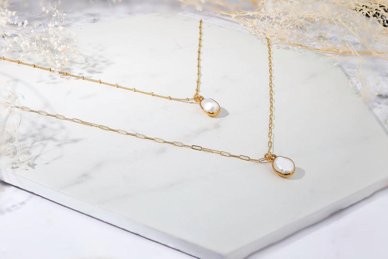 Pearl Choker Necklace in 24k gold dip, view 8 of 9