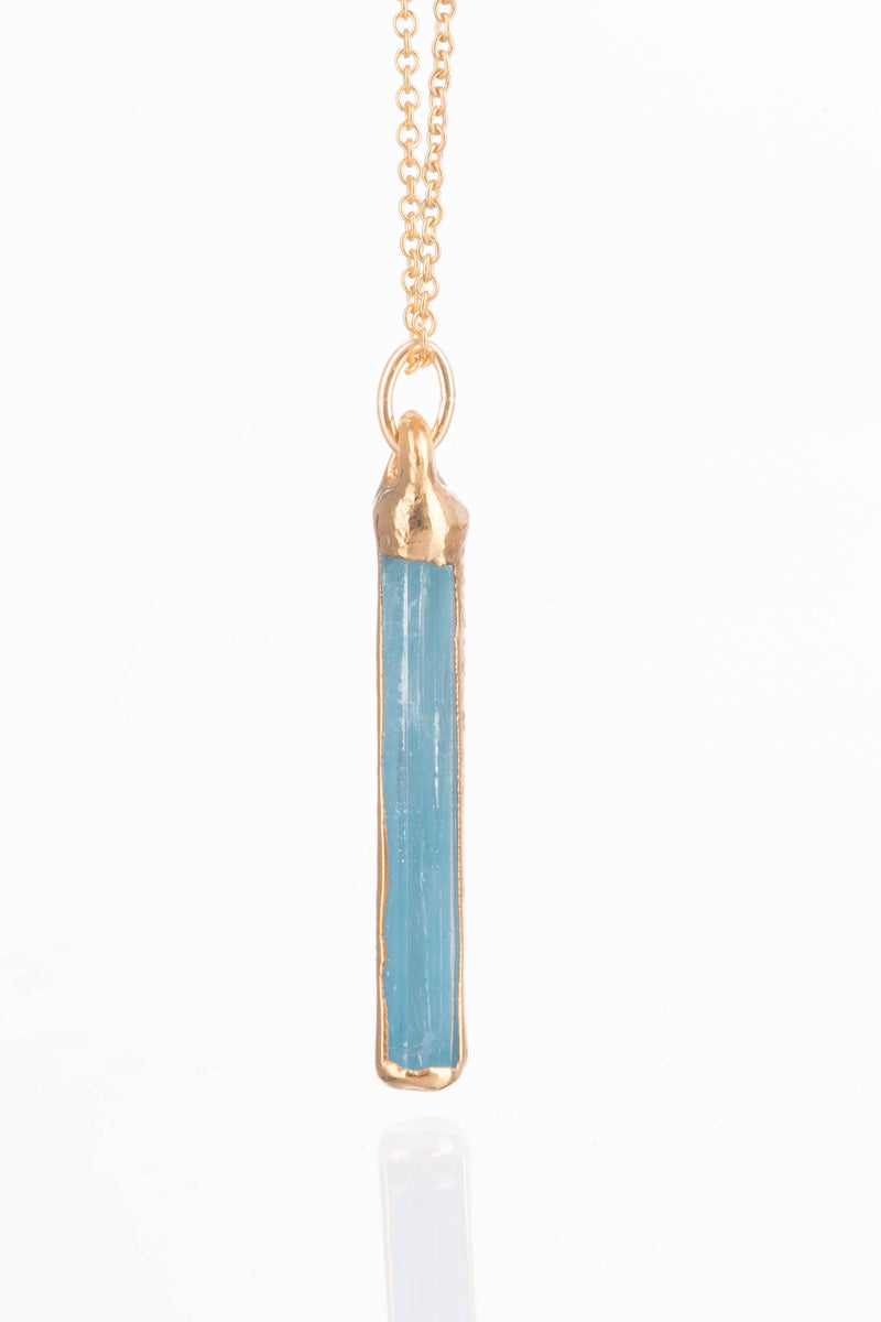 Raw Aquamarine Crystal Necklace in gold-filled, view 3 of 8