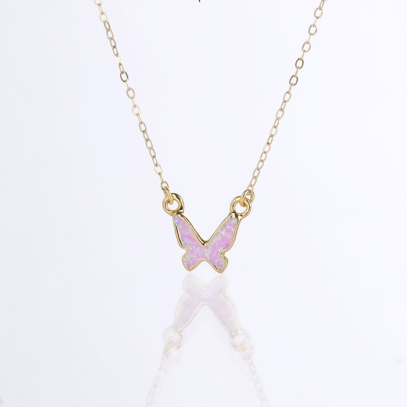 Butterfly Opal Necklace in 24k gold dip, view 2 of 5