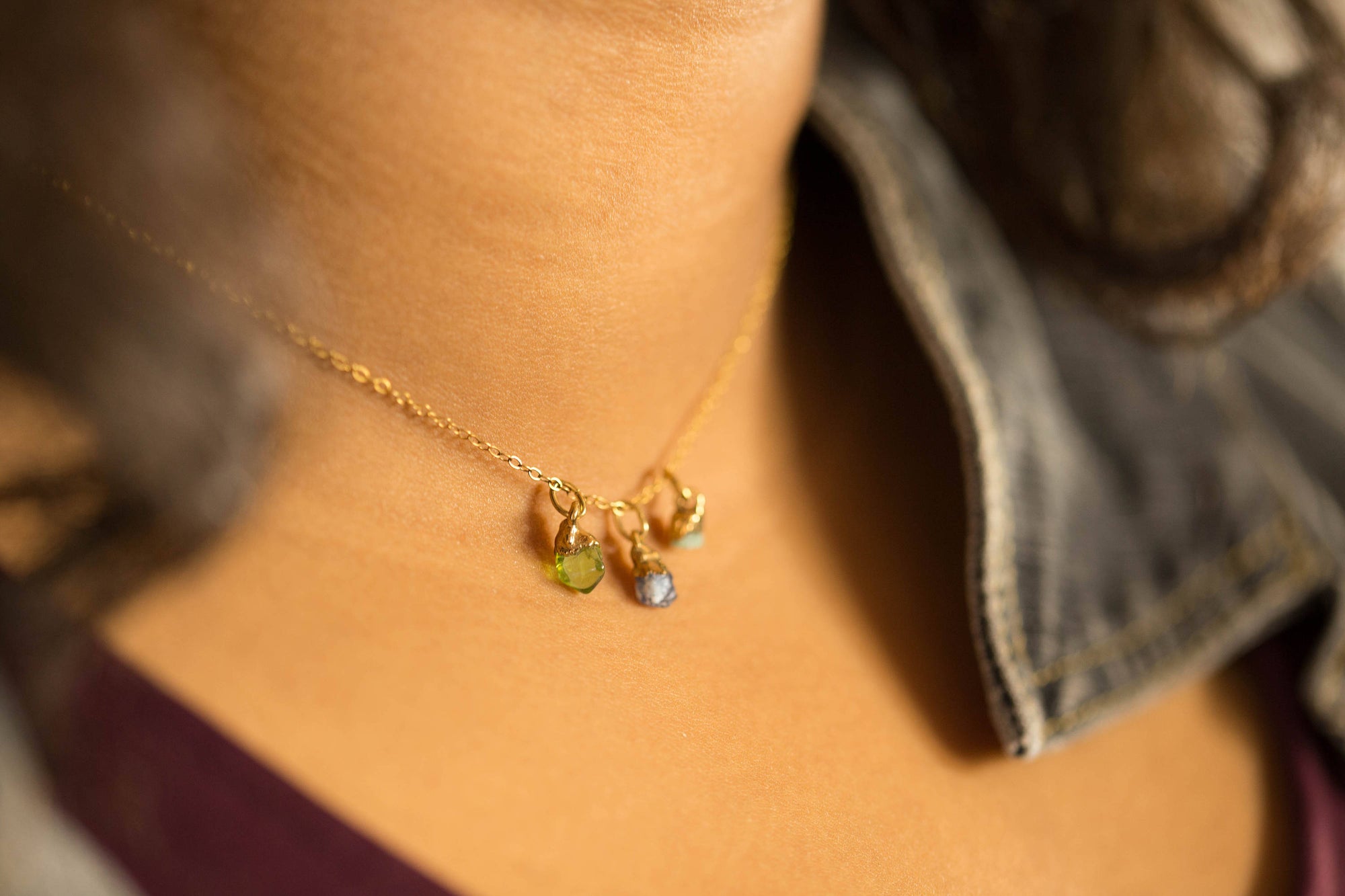 Gold Raw Sapphire Necklace, September Birthstone Necklace, Raw Birthstone Gift, Rough Sapphire Necklace, Raw Gemstone Choker Necklace Unique