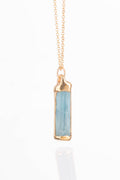 Raw Aquamarine Crystal Necklace, March Birthstone Pendant