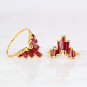 Art Deco Pink Tourmaline Ring Raw Gemstone Jewelry Rough