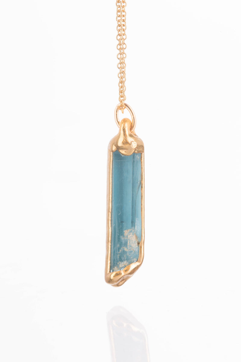 Raw Aquamarine Crystal Necklace in gold-filled, view 5 of 8
