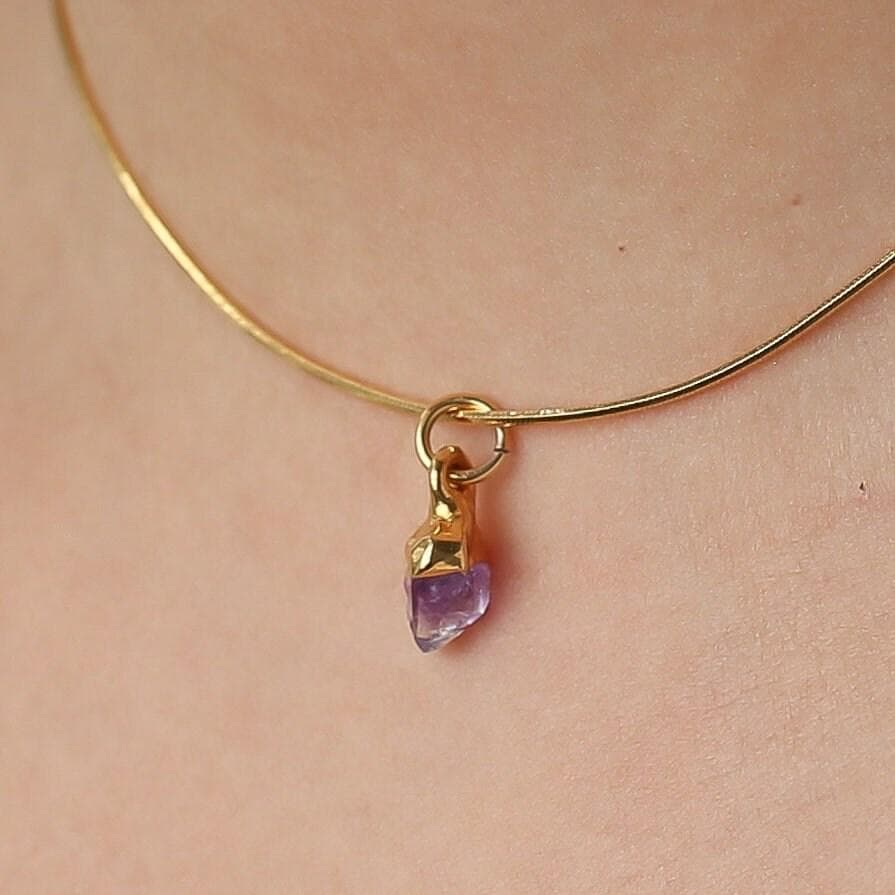 Raw Amethyst Gold Choker