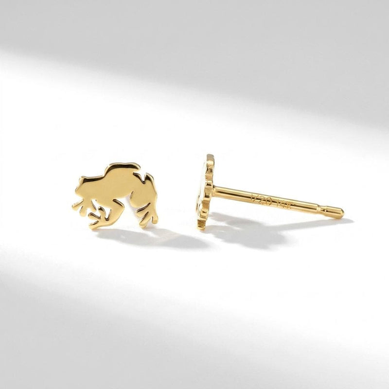 Pair of small gold frog stud earrings facing forward (7 of 13)