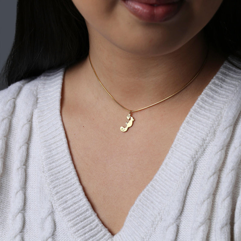 Gold squirrel charm with a small acorn on a fine cable chain necklace (2 of 8)