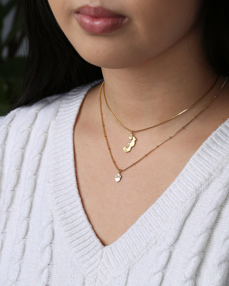 Gold squirrel charm with a small acorn on a fine cable chain necklace (3 of 8)
