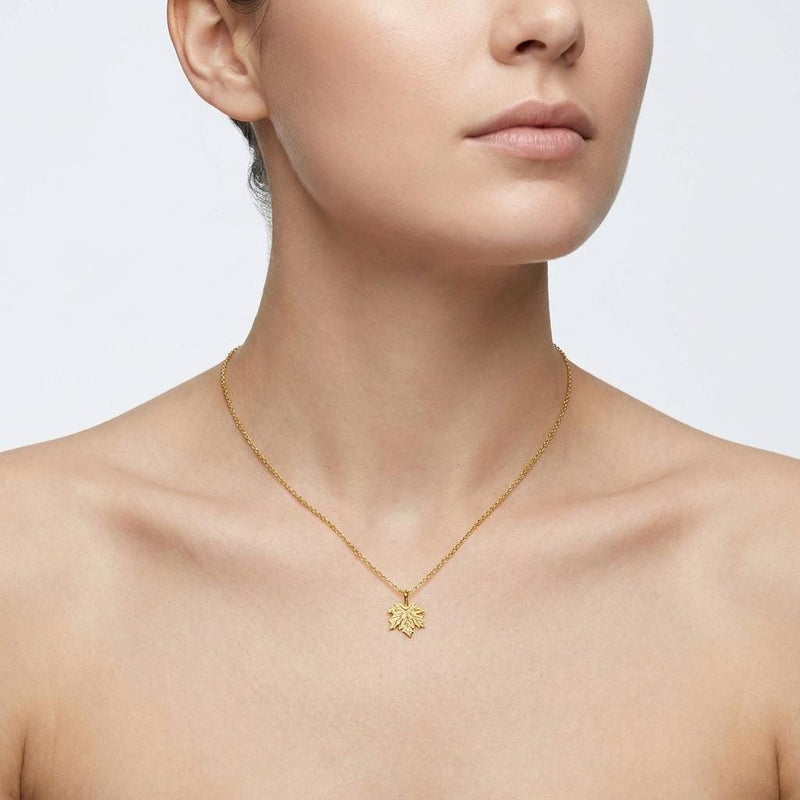 Dainty gold maple leaf pendant on a fine cable chain (2 of 12)