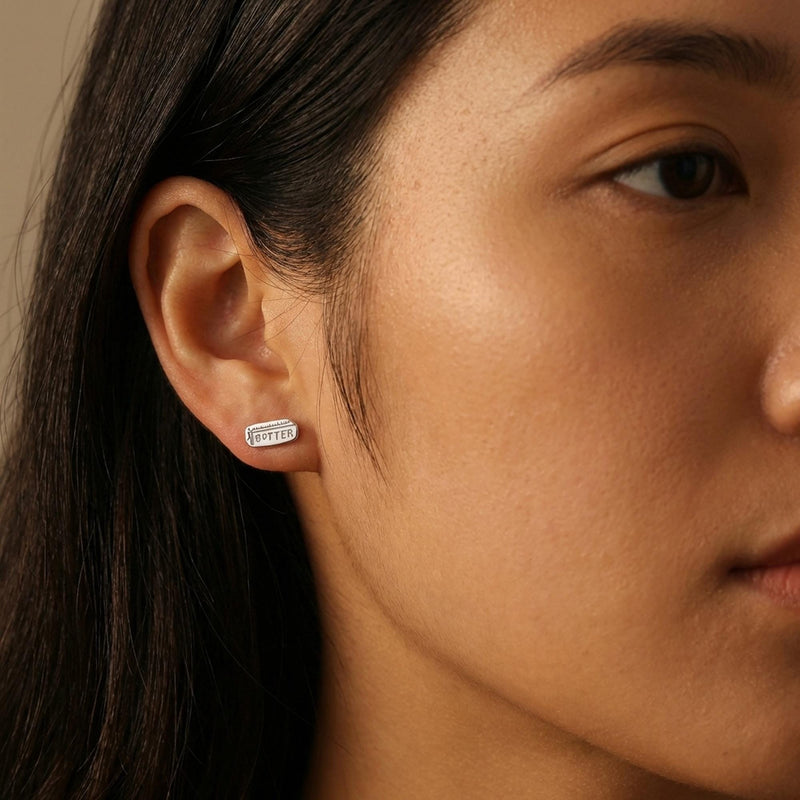 Pair of small gold stick of butter stud earrings with wrapper detail (5 of 16)