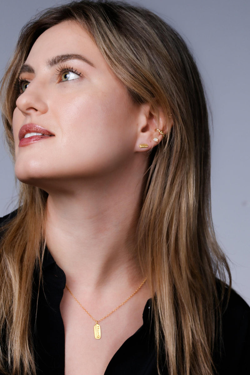 Mismatched gold stud earrings, a butter pat and a pasta twist (7 of 12)