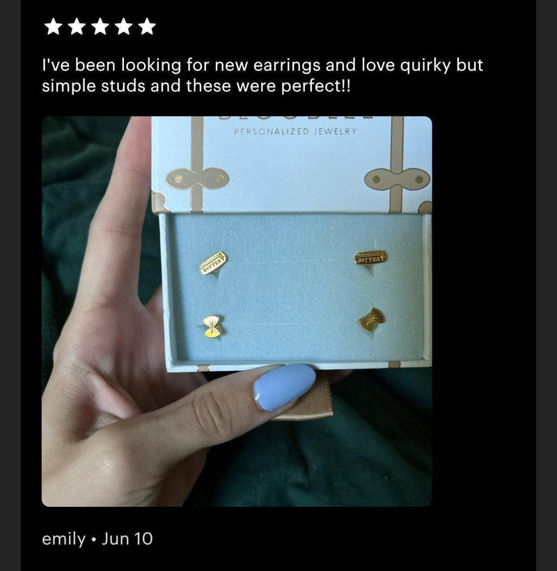 Mismatched gold stud earrings, a butter pat and a pasta twist (8 of 12)