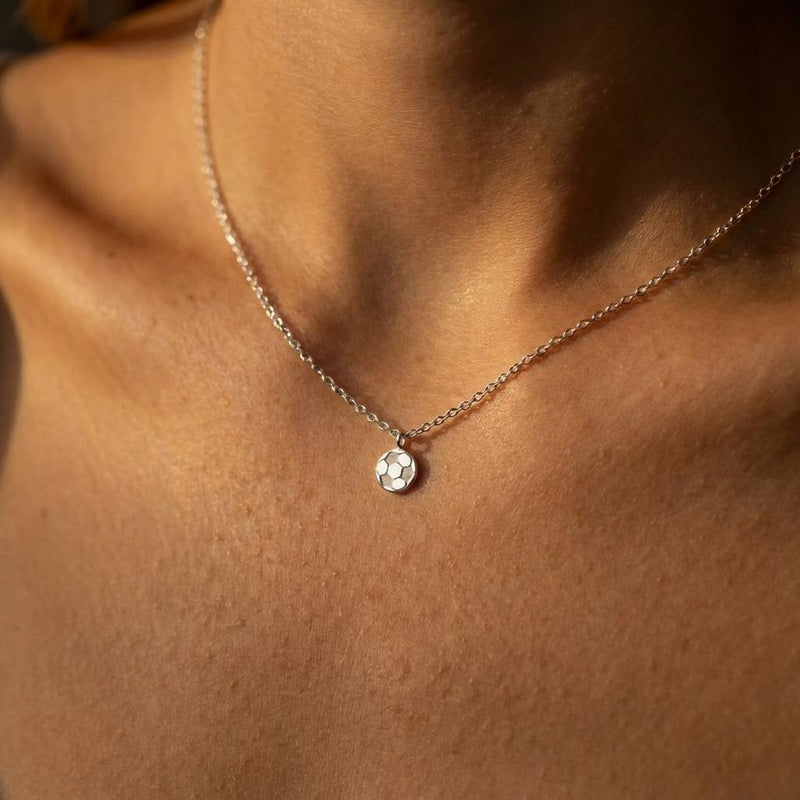 Small gold soccer ball charm necklace with pentagon panels on a fine chain (3 of 9)