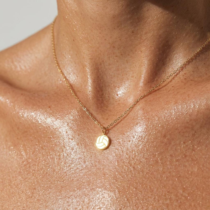 Very small gold volleyball pendant on a fine cable chain (2 of 6)