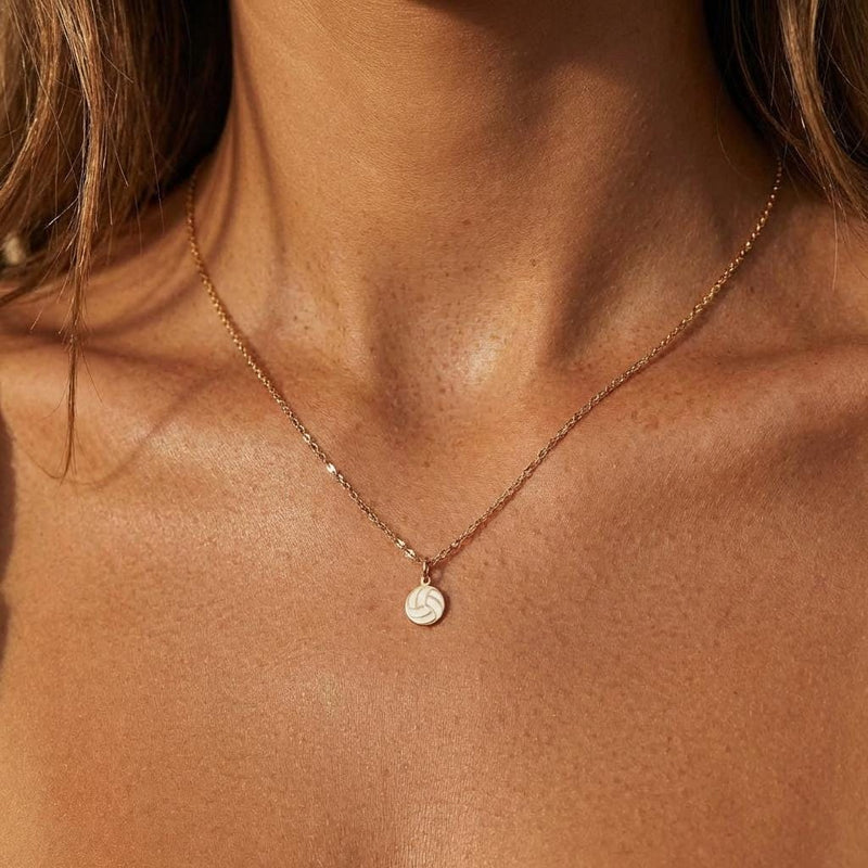 Very small gold volleyball pendant on a fine cable chain (3 of 6)