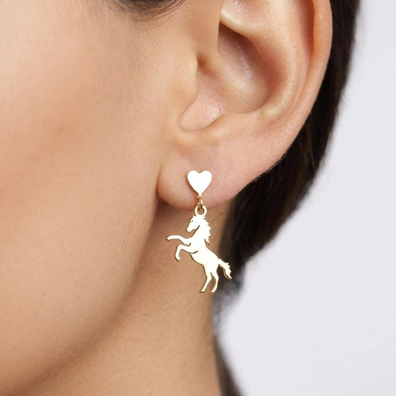 Pair of horse head profile stud earrings in polished gold (2 of 8)
