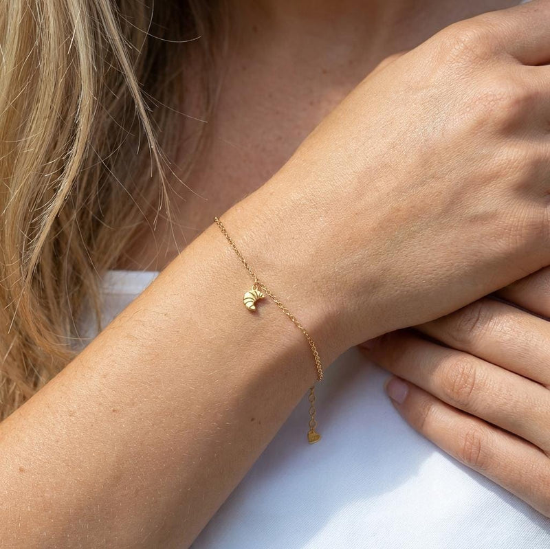 Fine gold chain bracelet with a tiny croissant charm (2 of 7)