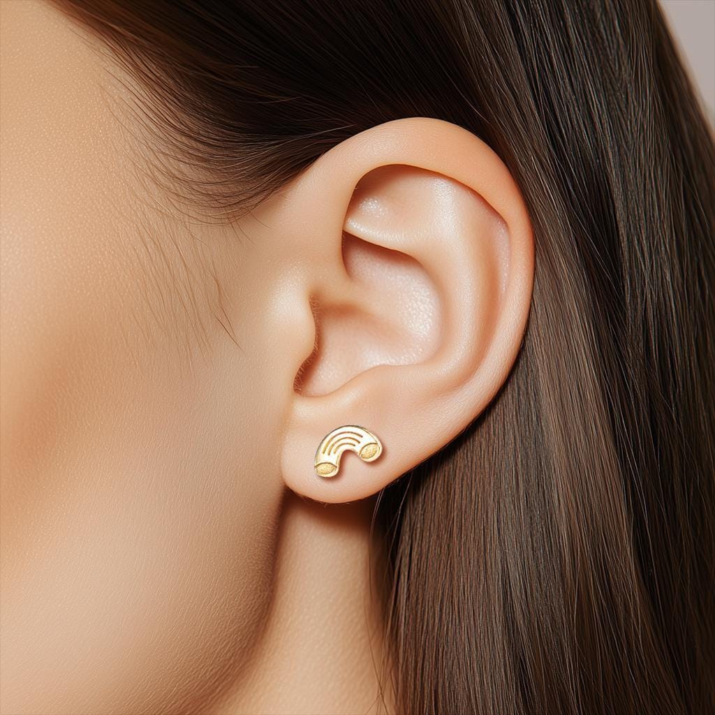 Mismatched pair of macaroni noodle and cheese wedge stud earrings (2 of 11)