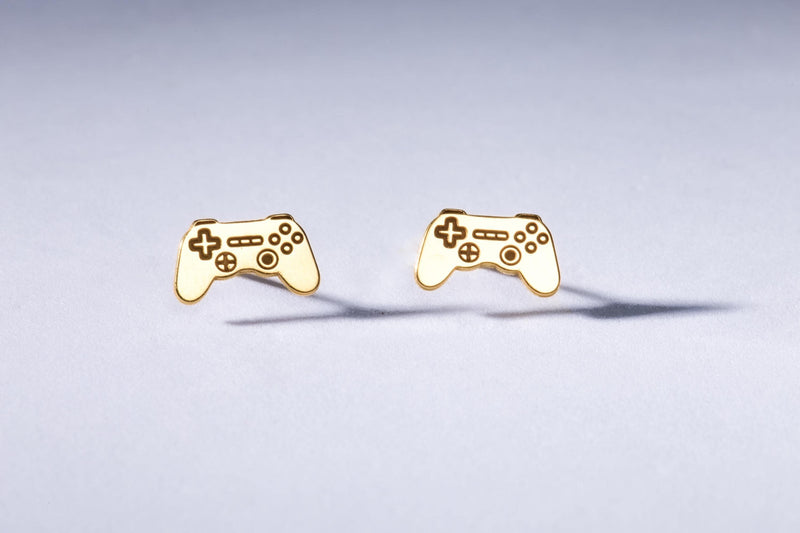 Pair of small gold video game controller stud earrings (2 of 8)