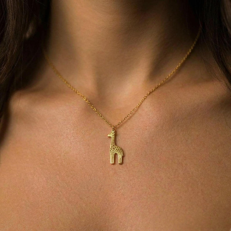 Fine gold chain necklace with a small standing giraffe pendant (4 of 10)